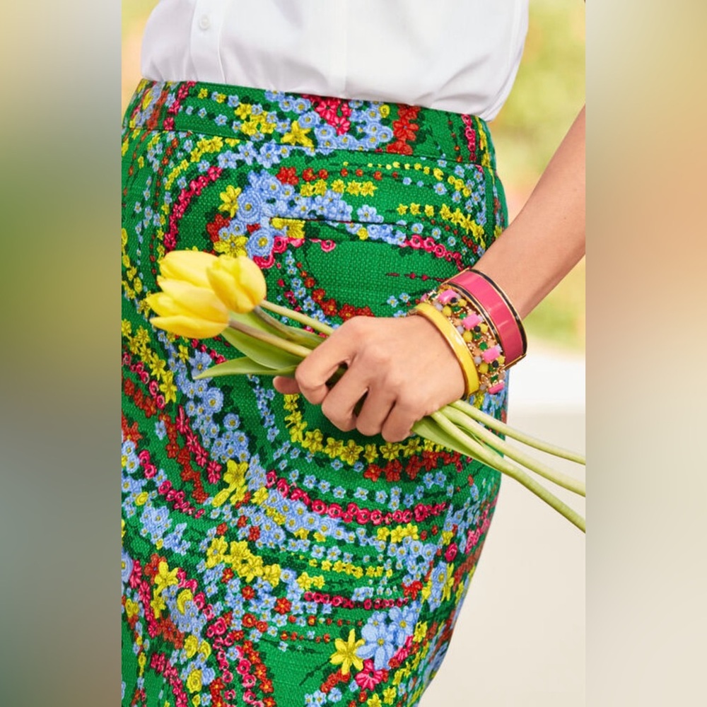 Talbots Green Floral-Print Pencil Skirt - Picture 3 of 11